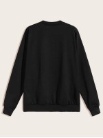 Men Crew Neck Letter Print Sweatshirt