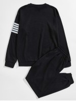 Men Reflective Striped Sweatshirt & Sweatpants