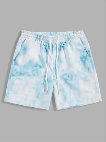 Men Drawstring Waist Tie Dye Shorts