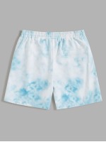 Men Drawstring Waist Tie Dye Shorts