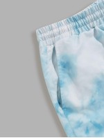 Men Drawstring Waist Tie Dye Shorts