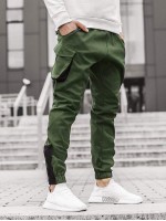 Men Flap Pockets Contrast Tape Cargo Pants