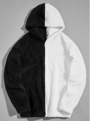 Men Two Tone Teddy Hoodie