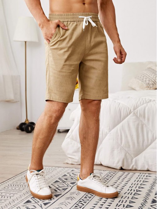 Men Drawstring Waist Shorts