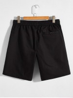 Men Drawstring Waist Slant Pocket Shorts