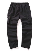 Men Drawstring Hem Ribbon Detail Cargo Pants