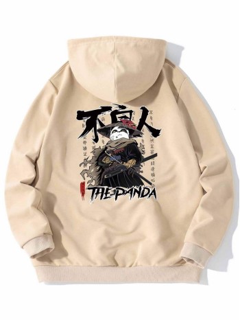 Men Cartoon & Letter Graphic Hoodie