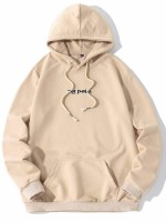 Men Cartoon & Letter Graphic Hoodie