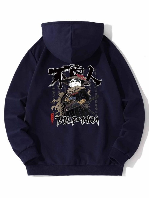 Men Cartoon & Letter Graphic Hoodie