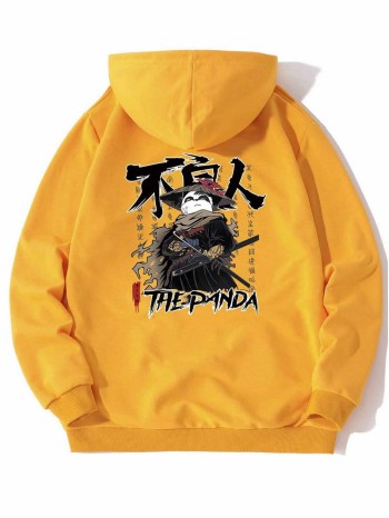 Men Cartoon & Letter Graphic Hoodie