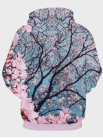 Men 3D Floral Print Drawstring Hoodie