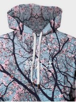 Men 3D Floral Print Drawstring Hoodie