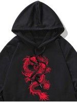 Men Chinese Dragon Graphic Drawstring Hoodie