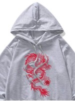 Men Chinese Dragon Graphic Drawstring Hoodie