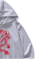 Men Chinese Dragon Graphic Drawstring Hoodie