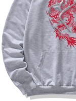 Men Chinese Dragon Graphic Drawstring Hoodie