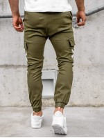 Men Drawstring Waist Pocket Side Cargo Pants