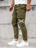 Men Drawstring Waist Pocket Side Cargo Pants