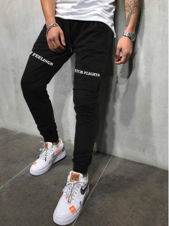 Men Letter Graphic Drawstring Sweatpants