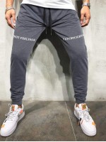 Men Letter Graphic Drawstring Sweatpants