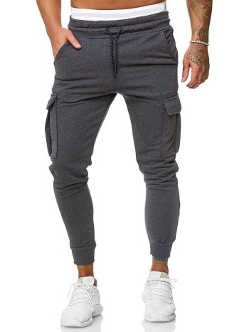 Men Solid Flap Pocket Sweatpants