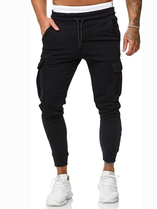 Men Solid Flap Pocket Sweatpants