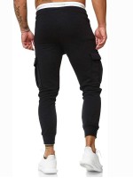 Men Solid Flap Pocket Sweatpants