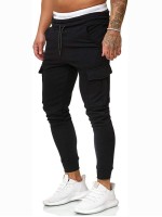 Men Solid Flap Pocket Sweatpants