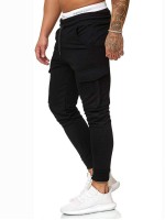 Men Solid Flap Pocket Sweatpants