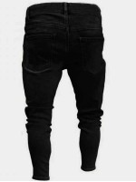 Men Side Striped Ripped Skinny Jeans