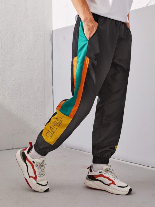 Men Club Graphic Colorblock Windbreaker Joggers