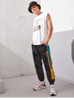 Men Club Graphic Colorblock Windbreaker Joggers