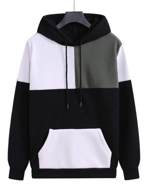 Men Cut And Sew Drawstring Hoodie