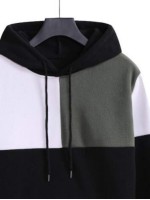 Men Cut And Sew Drawstring Hoodie