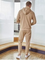 Men Drop Shoulder Mask Turtleneck Drawstring Hoodie & Joggers Set