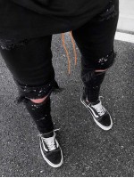 Men Splatter Paint Ripped Jeans With Belt