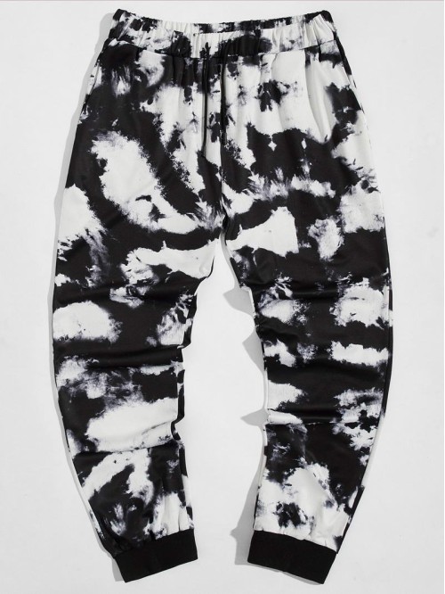 Men Tie Dye Drawstring Waist Sweatpants