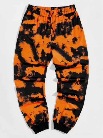 Men Tie Dye Drawstring Waist Joggers