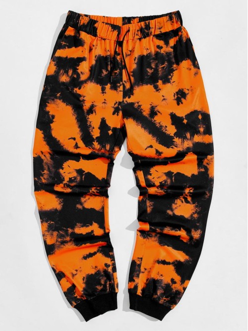 Men Tie Dye Drawstring Waist Joggers