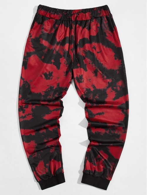 Men Tie Dye Drawstring Waist Joggers