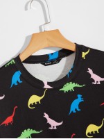 Men Dinosaur Print Drop Shoulder Sweatshirt