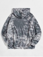 Men Tie Dye Letter Graphic Kangaroo Pocket Drawstring Hoodie