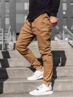 Men Zip Pocket Drawstring Waist Cargo Pants