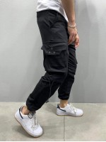 Men Solid Drawstring Detail Cargo Pants