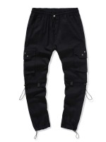 Men Solid Drawstring Detail Cargo Pants