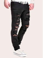 Men Ripped Jeans Without Belted