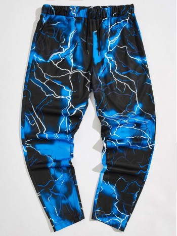 Men Lightning Print Pants