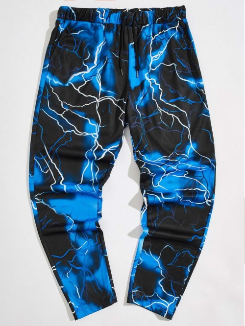 Men Lightning Print Pants