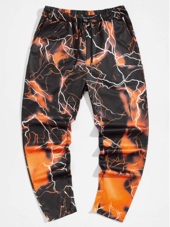 Men Lightning Print Pants