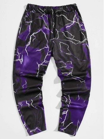 Men Lightning Print Pants